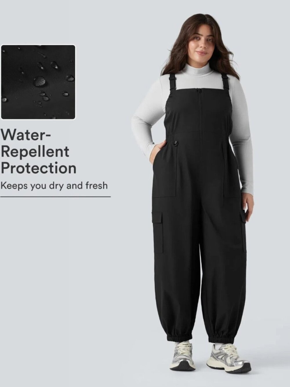 Halara Small Water Repellent Wear-Resistant Zipper Cargo Hiking Overalls 50% off